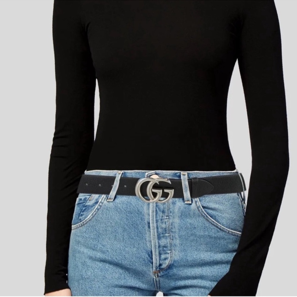 Gucci Black Belt with Silver Buckle